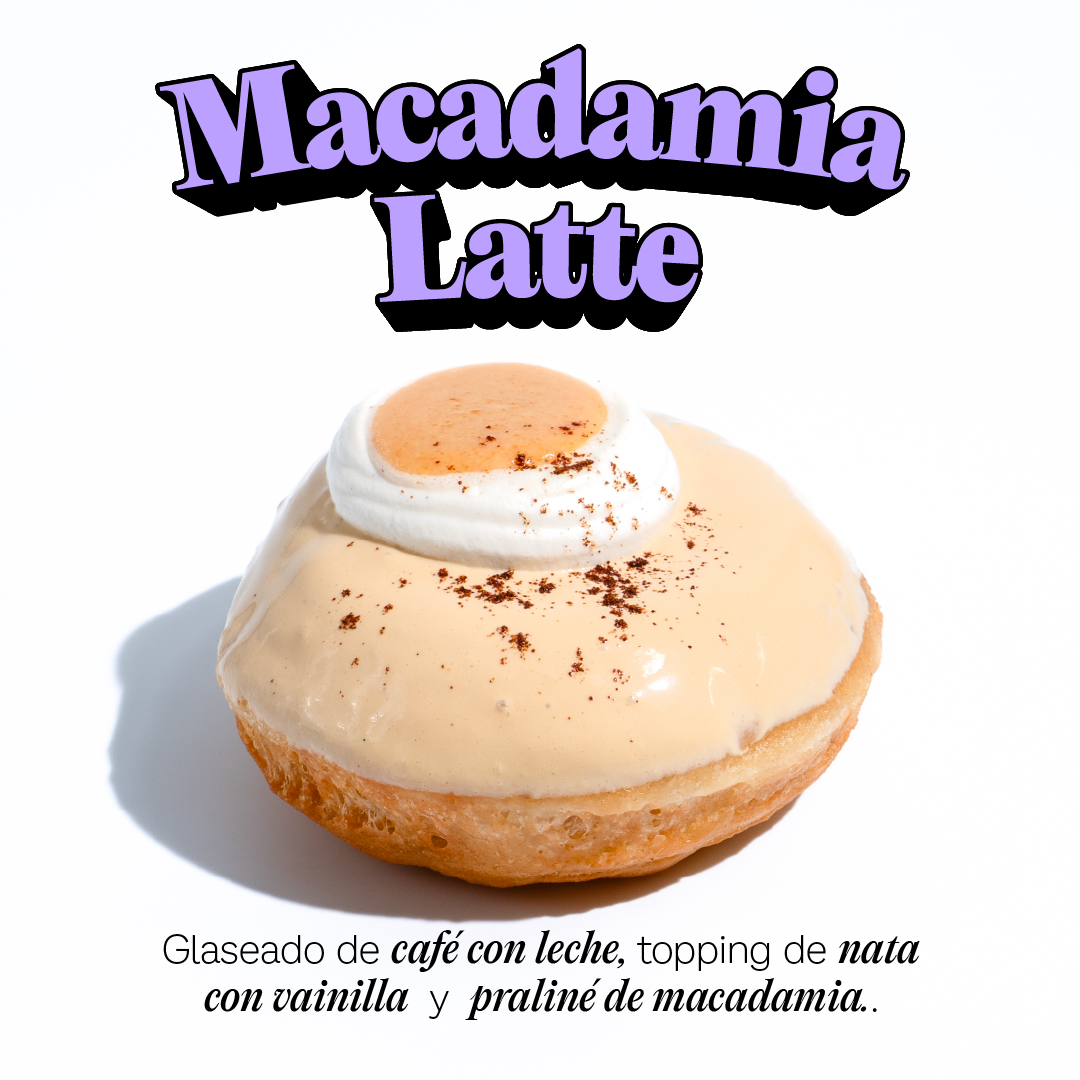 macadamia latte, specialty coffee malaga bun and coffee