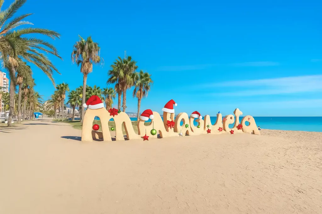 letras de la malagueta con decoracion navideña